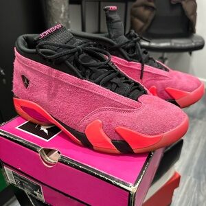 Jordan 14  low Fuchsia and Black Sneakers